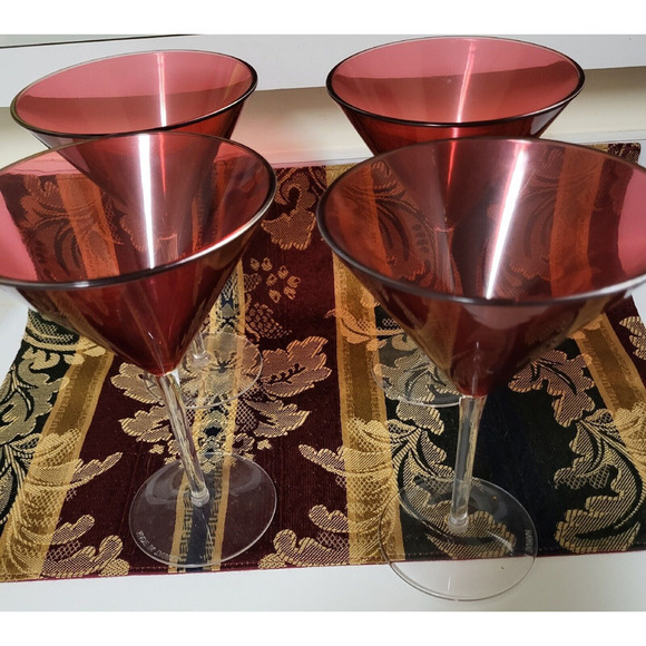 Martini Glasses Ruby Red/Cranberry Martini Glasses Set Of 4 Plastic Glasses - Picture 1 of 6